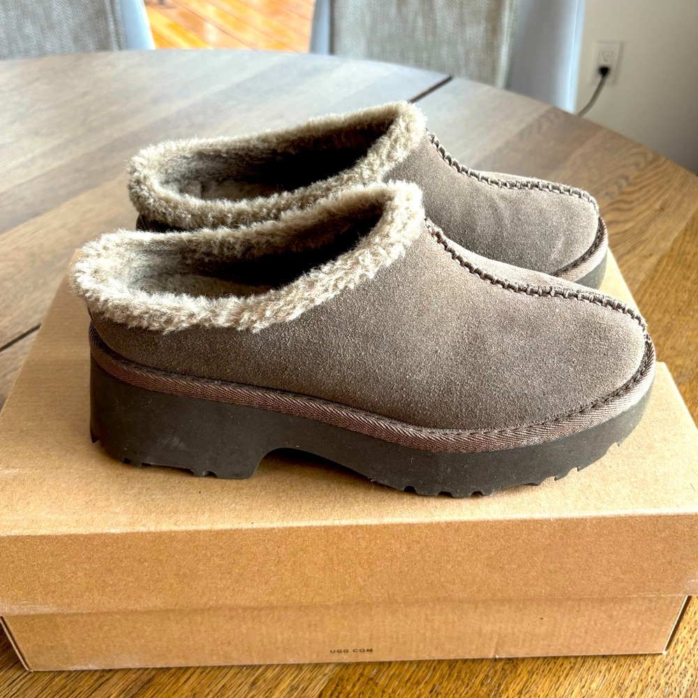 UGG New Heights Cozy Suede and Shearling Clogs